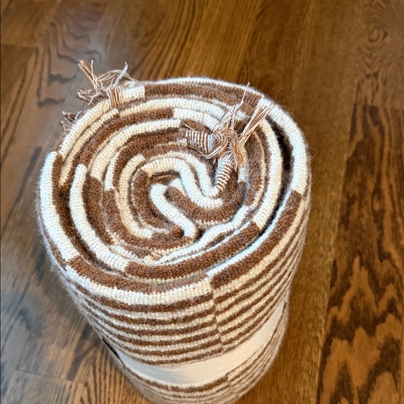 Striped Brown and White Cozy Throw Blanket - Soft Home Accent - Picture 2 of 5